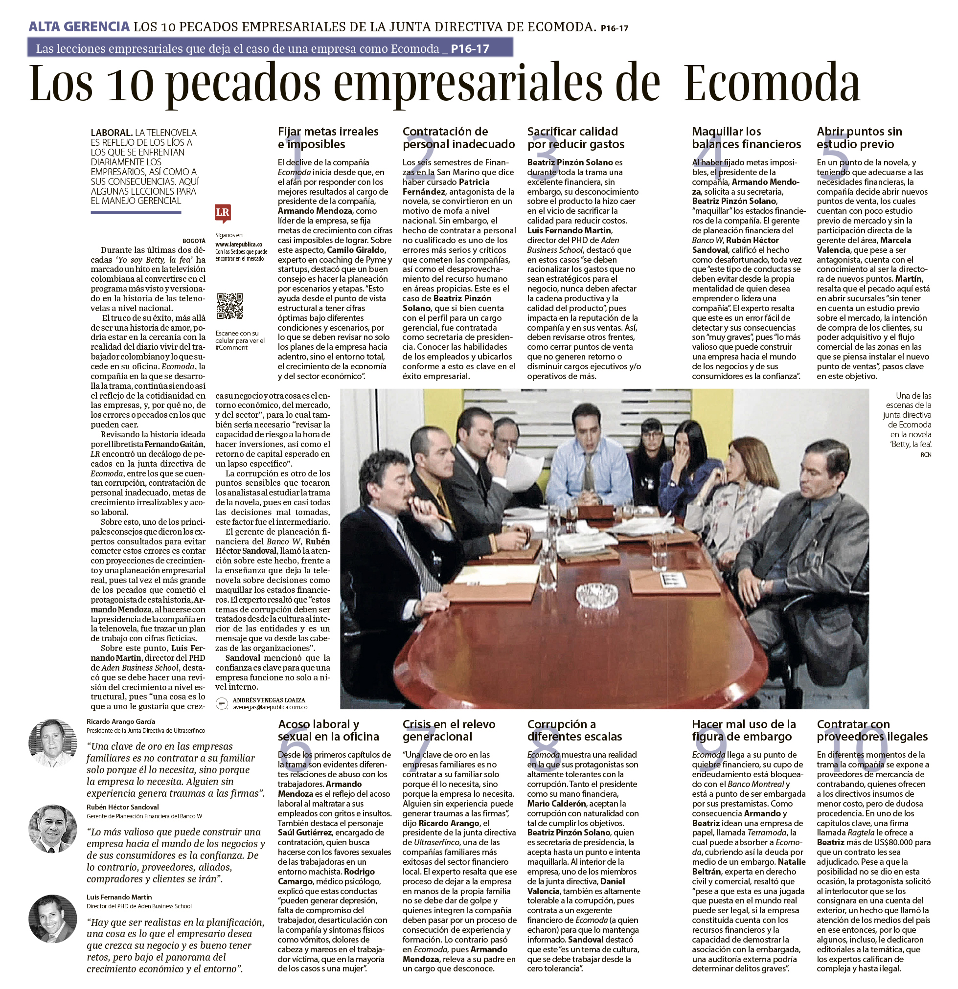 Los 10 pecados empresariales de la junta de Ecomoda - Declaración de Rubens Héctor Dario Sandoval, nuestro Vicepresidente Financiero y Administrativo