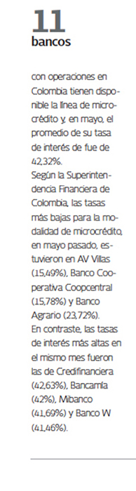11 bancos con operaciones en Colombia tienen disponible la línea de mircrocrédito